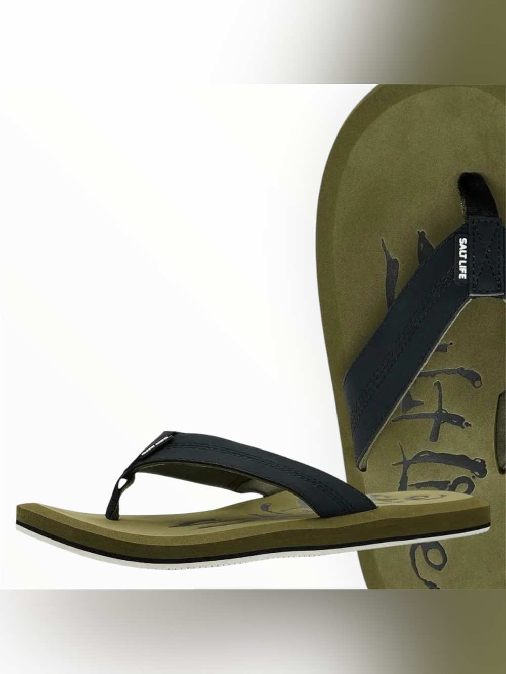 Salt Life Skiff Men’s Flip Flop Sandals Olive Black Size 9 NWT Beach